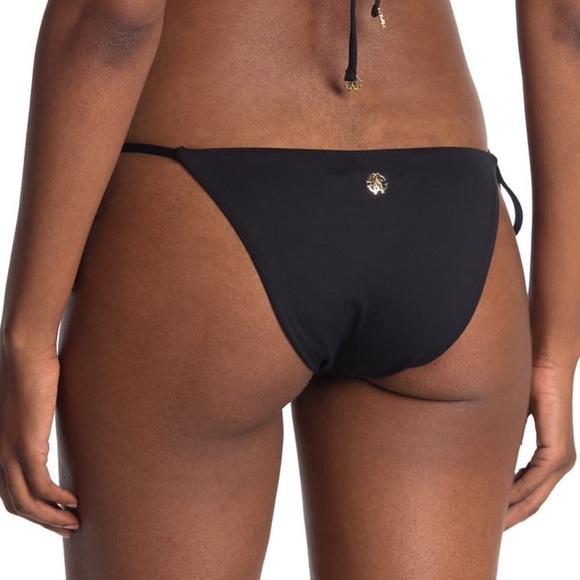 ROBERTO CAVALLI DONNA BLACK GOLD HARDWARE LOGO PRINT STRING BIKINI 2 PCS LARGE - Picture 8 of 10